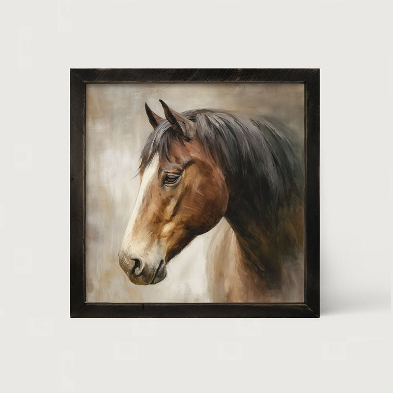 Farm Life Portrait - Chestnut Horse - Framed Art