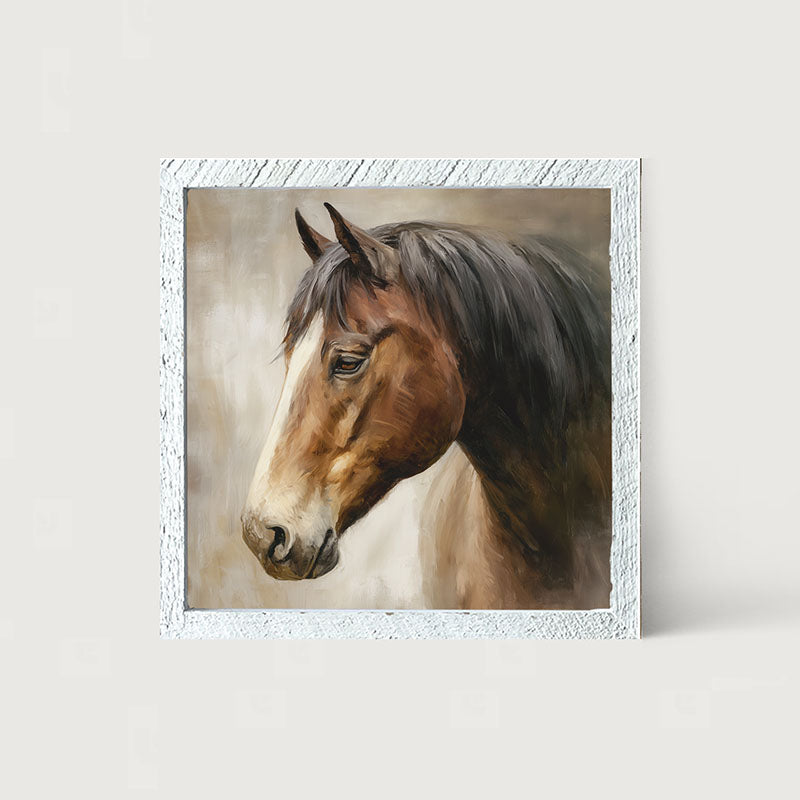 Farm Life Portrait - Chestnut Horse - Framed Art