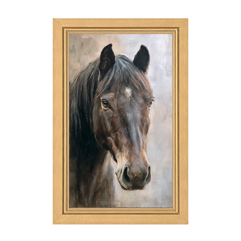 Farm Life Portrait - Black Horse - Framed Art