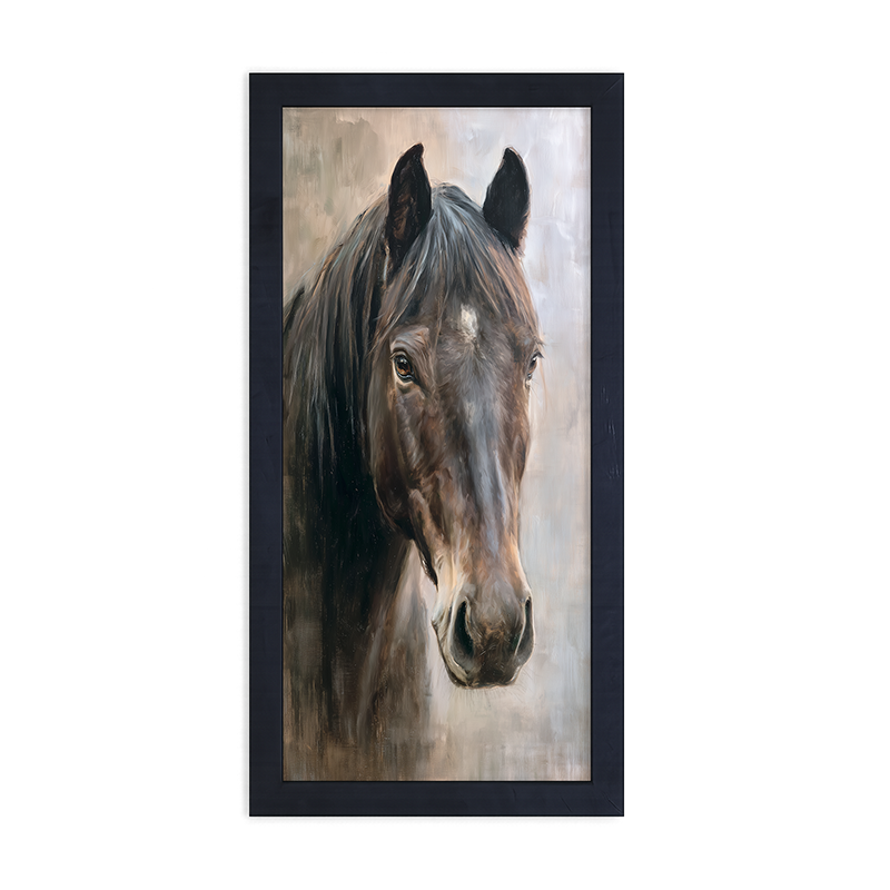 Farm Life Portrait - Black Horse - Framed Art
