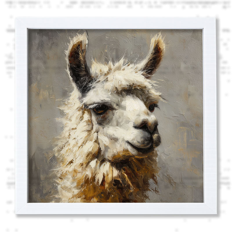 Farm Life Portrait - Llama Close-up - Framed Art