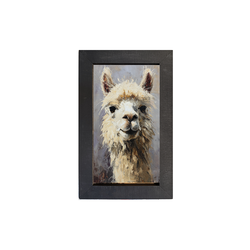 Farm Life Portrait - Rustic Alpaca - Framed Art