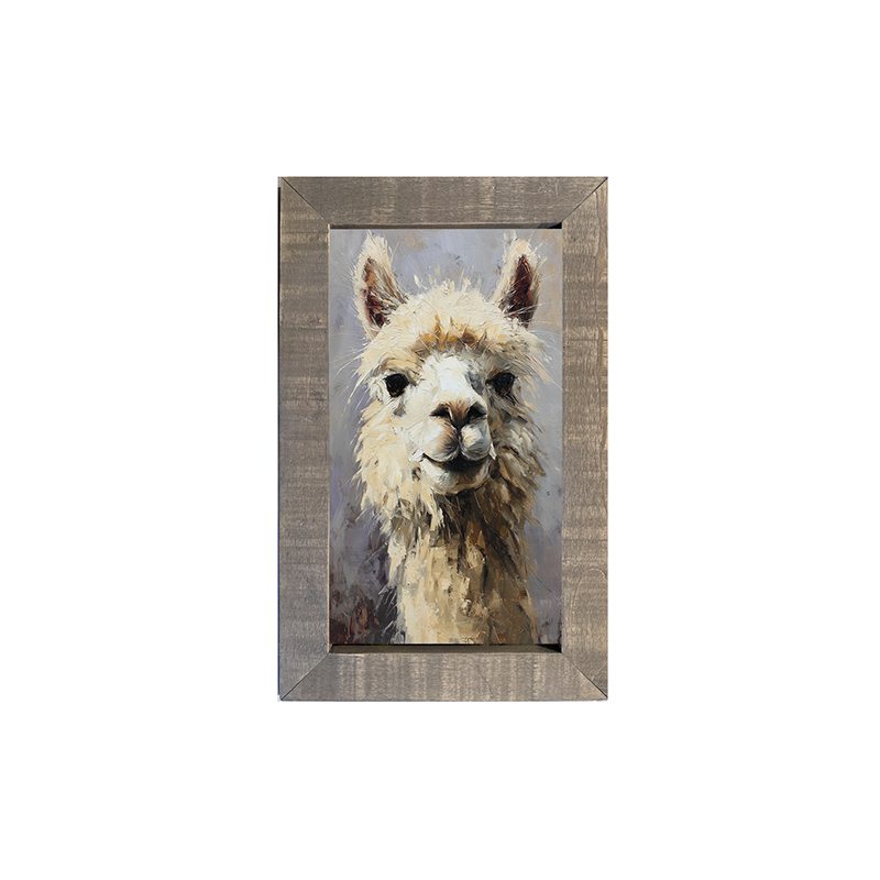 Farm Life Portrait - Rustic Alpaca - Framed Art