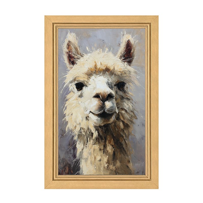 Farm Life Portrait - Rustic Alpaca - Framed Art