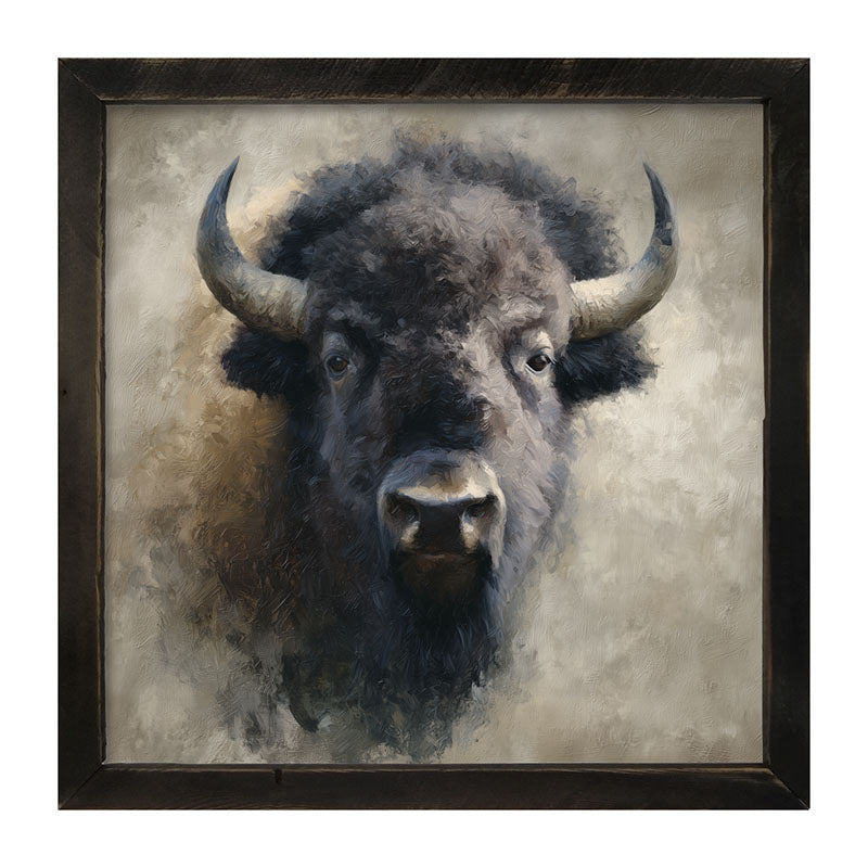 Farm Life Portrait - Black Buffalo - Framed Art