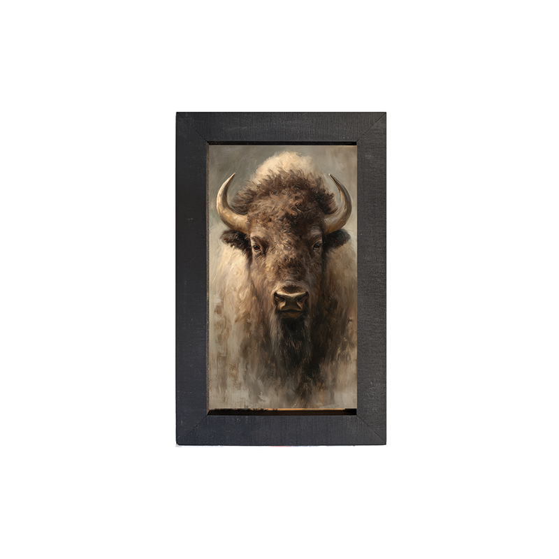 Farm Life Portrait - Brown Buffalo - Framed Art