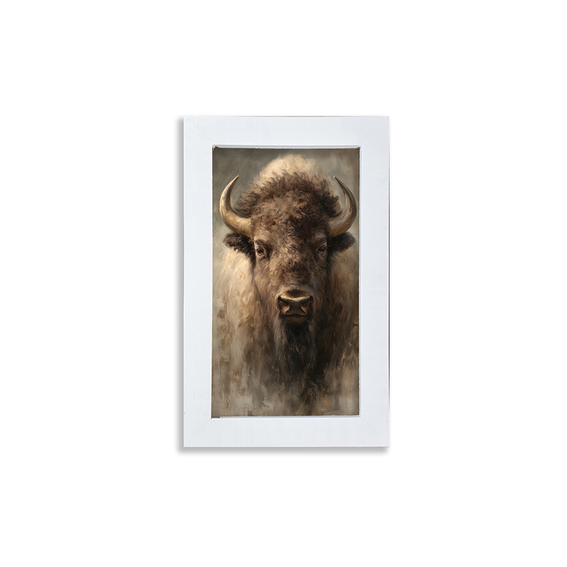 Farm Life Portrait - Brown Buffalo - Framed Art