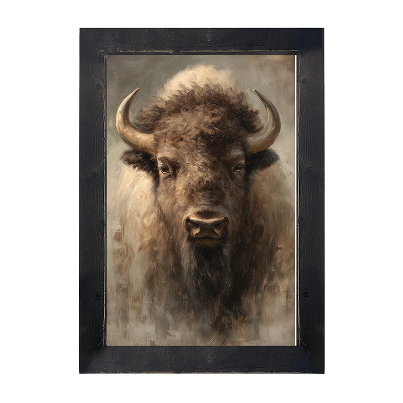 Farm Life Portrait - Brown Buffalo - Framed Art