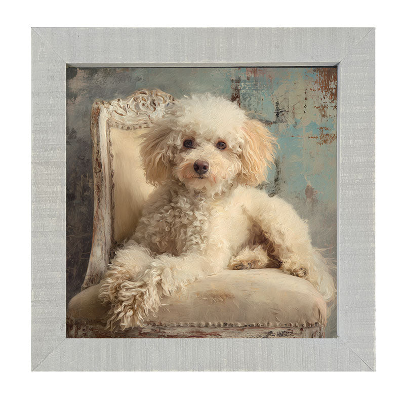 Armchair with Toy Poodle Dog - Framed Art