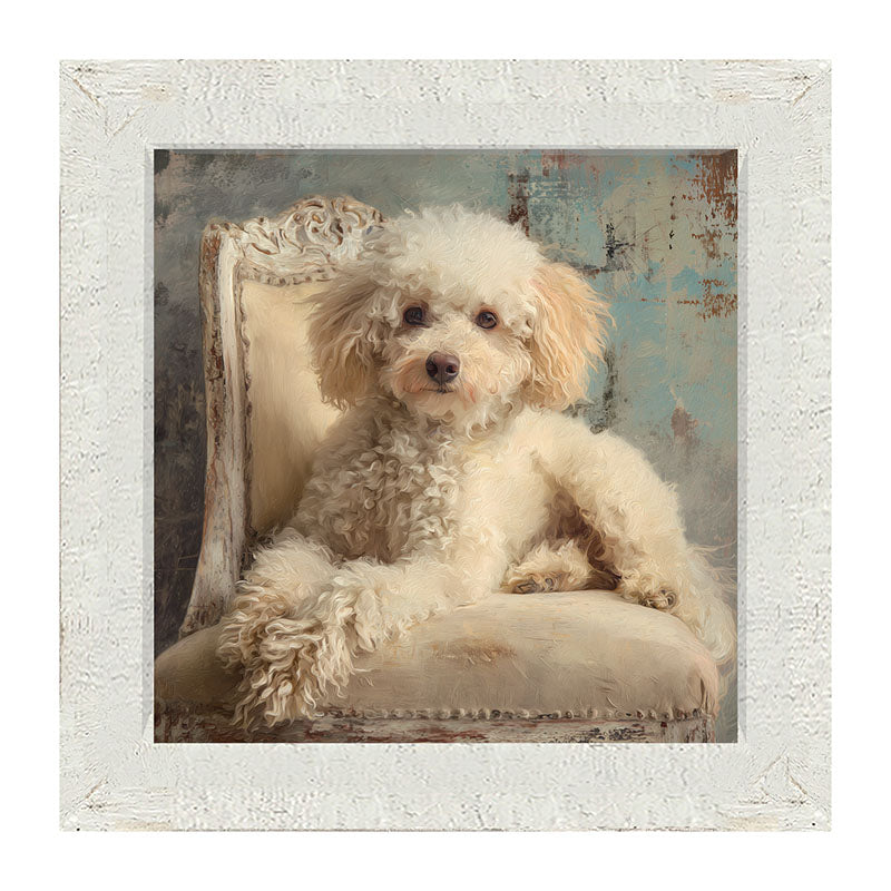 Armchair with Toy Poodle Dog - Framed Art