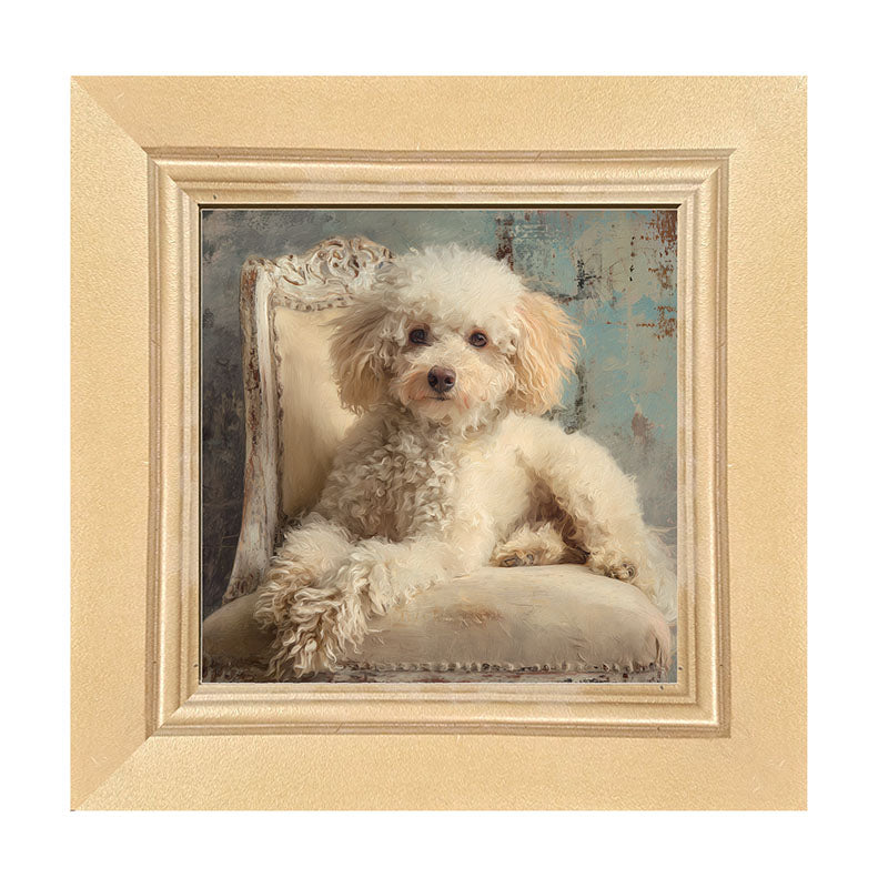 Armchair with Toy Poodle Dog - Framed Art