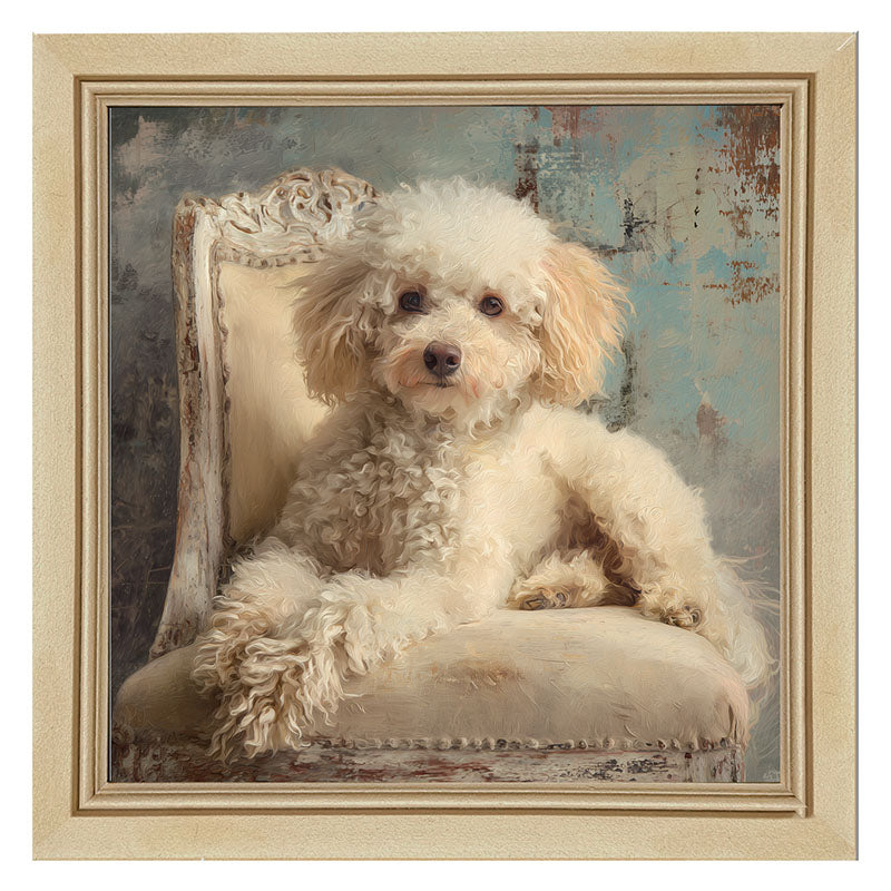 Armchair with Toy Poodle Dog - Framed Art