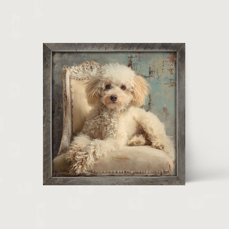 Armchair with Toy Poodle Dog - Framed Art