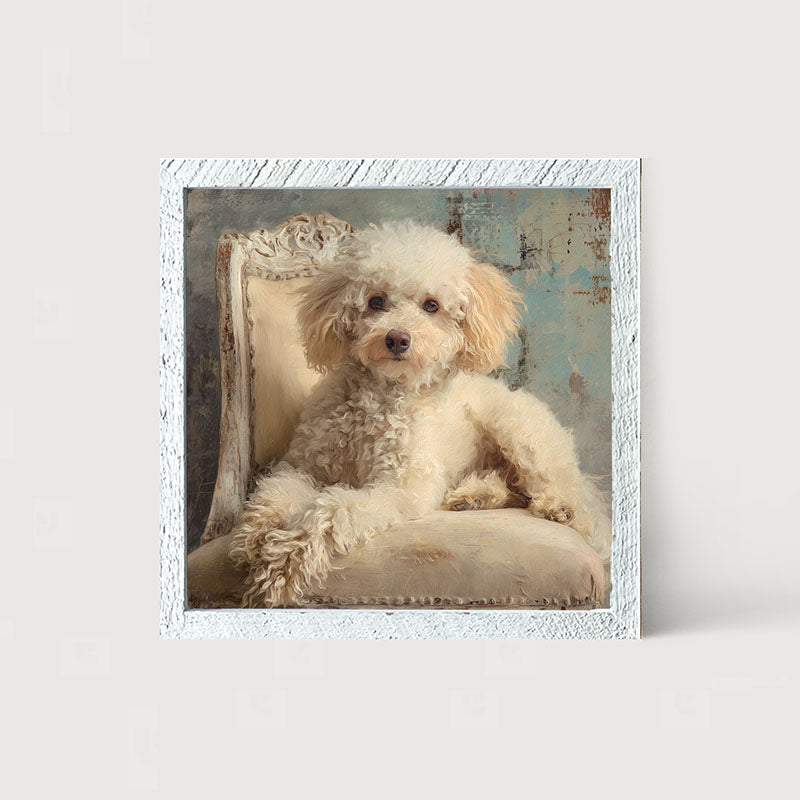 Armchair with Toy Poodle Dog - Framed Art
