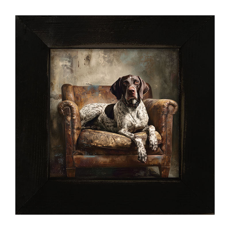 Armchair with American Pointer Dog - Framed Art