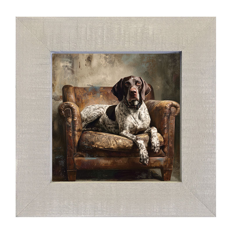 Armchair with American Pointer Dog - Framed Art