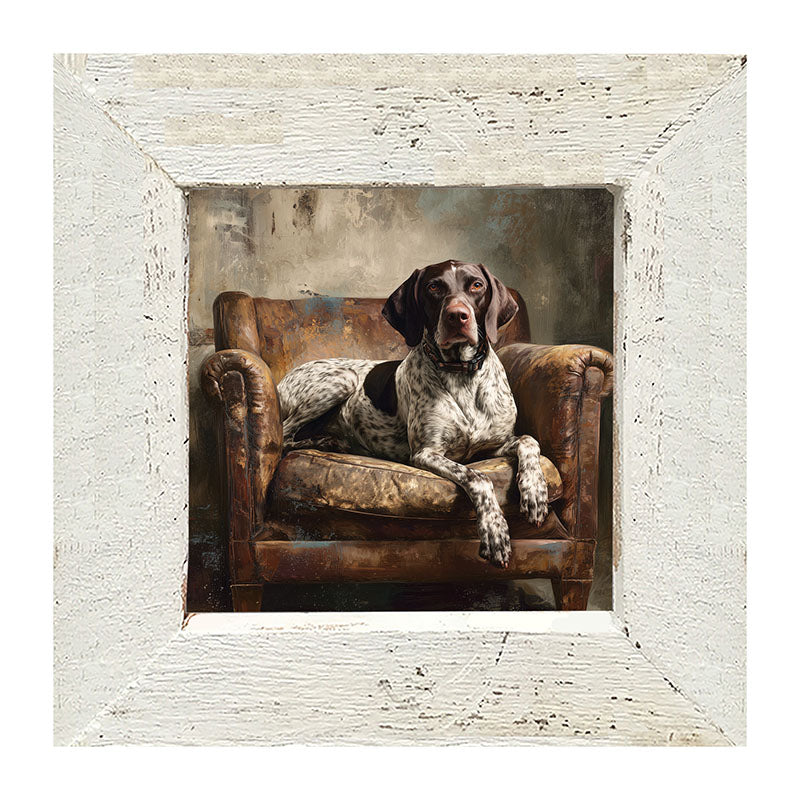 Armchair with American Pointer Dog - Framed Art
