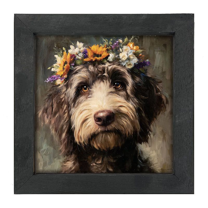 Spring Season Black Labradoodle - Framed Art