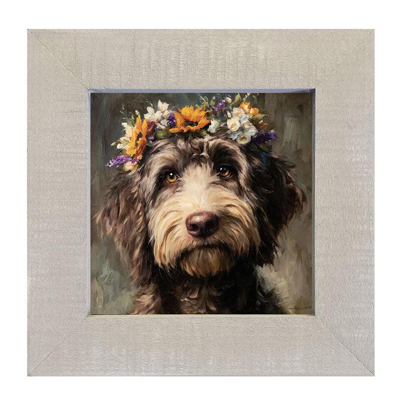 Spring Season Black Labradoodle - Framed Art