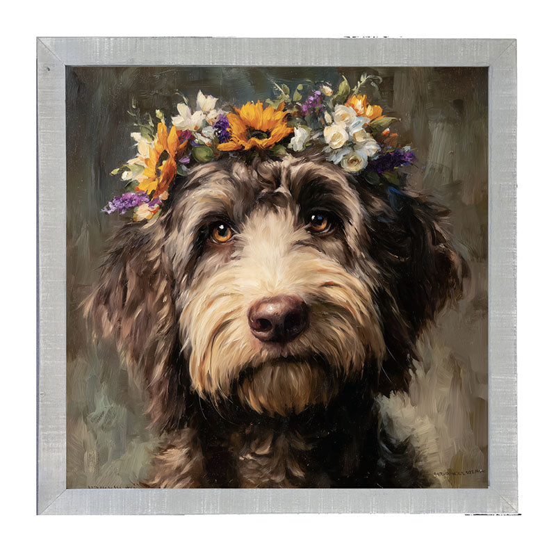 Spring Season Black Labradoodle - Framed Art