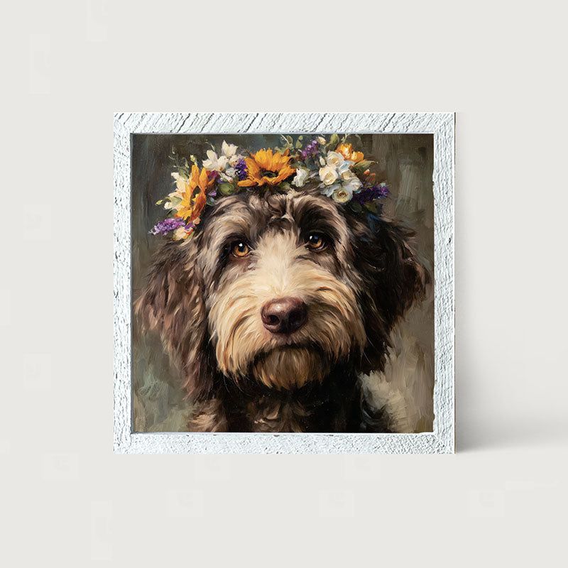 Spring Season Black Labradoodle - Framed Art