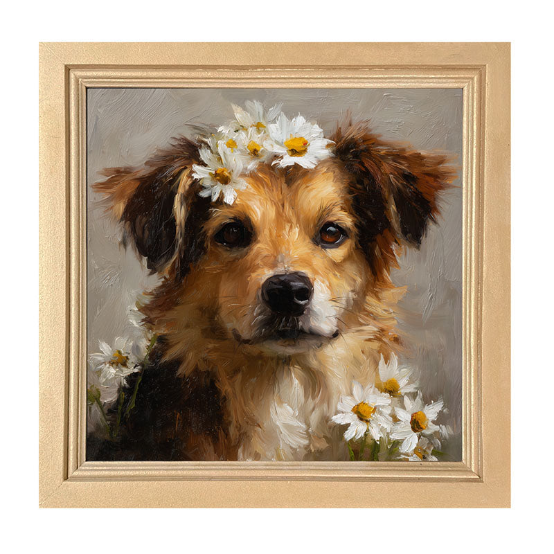 Spring Season Tan Dog - Framed Art
