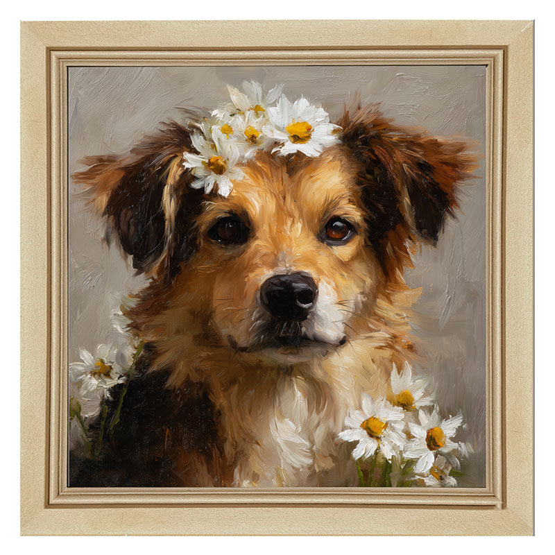 Spring Season Tan Dog - Framed Art