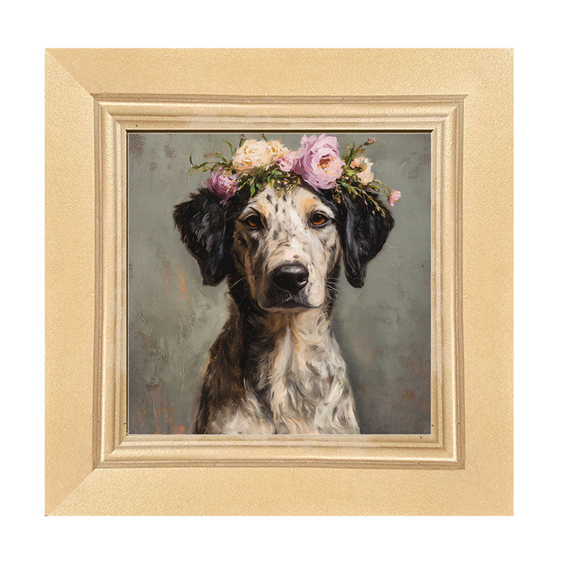 Spring Season Black-Eared Dog - Framed Art
