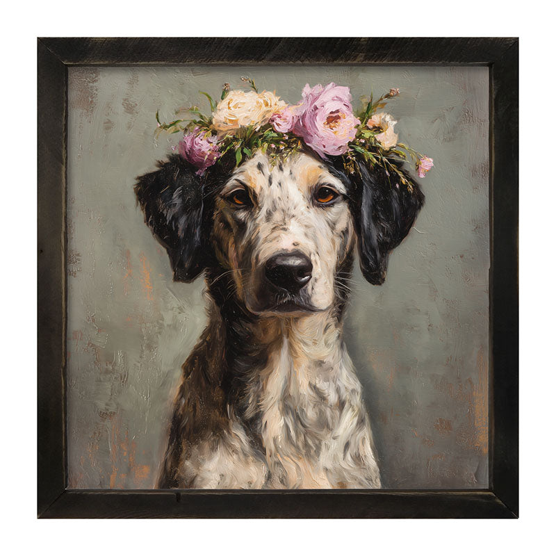 Spring Season Black-Eared Dog - Framed Art