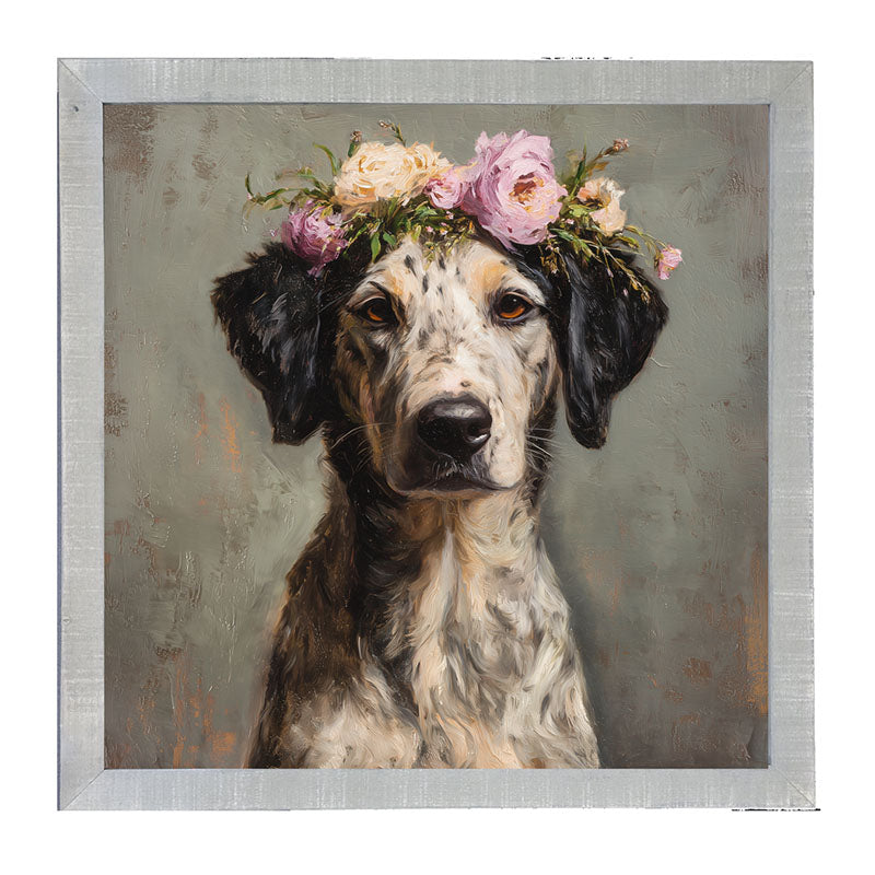 Spring Season Black-Eared Dog - Framed Art
