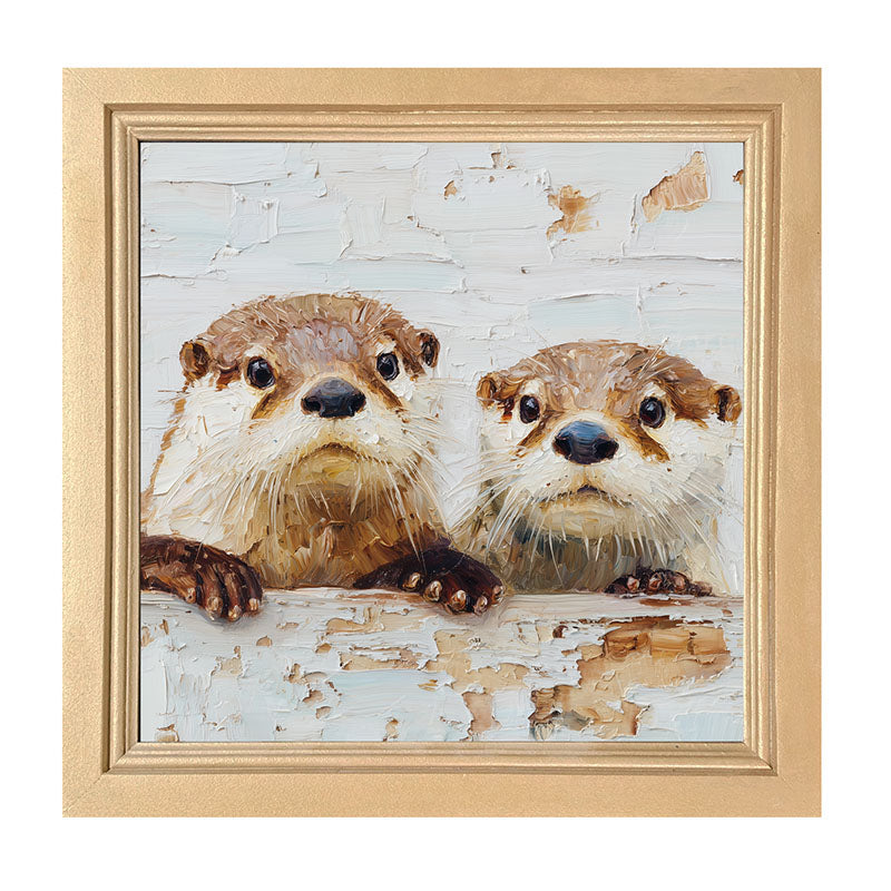Animal Buddies - Posing Otters - Framed Art