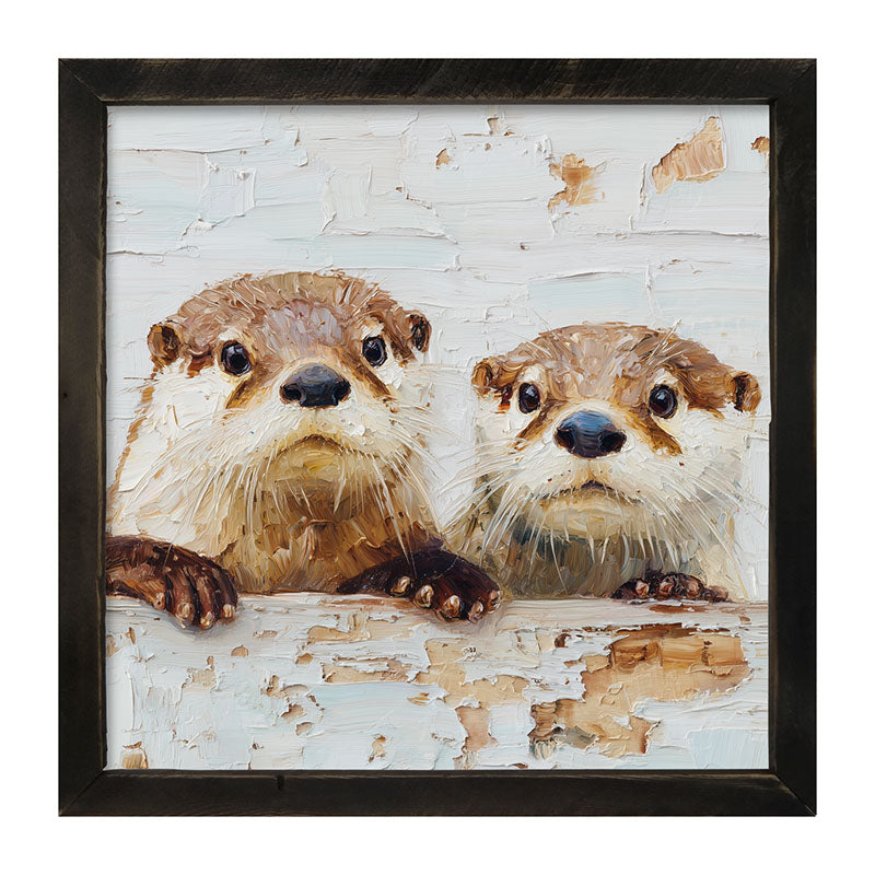 Animal Buddies - Posing Otters - Framed Art