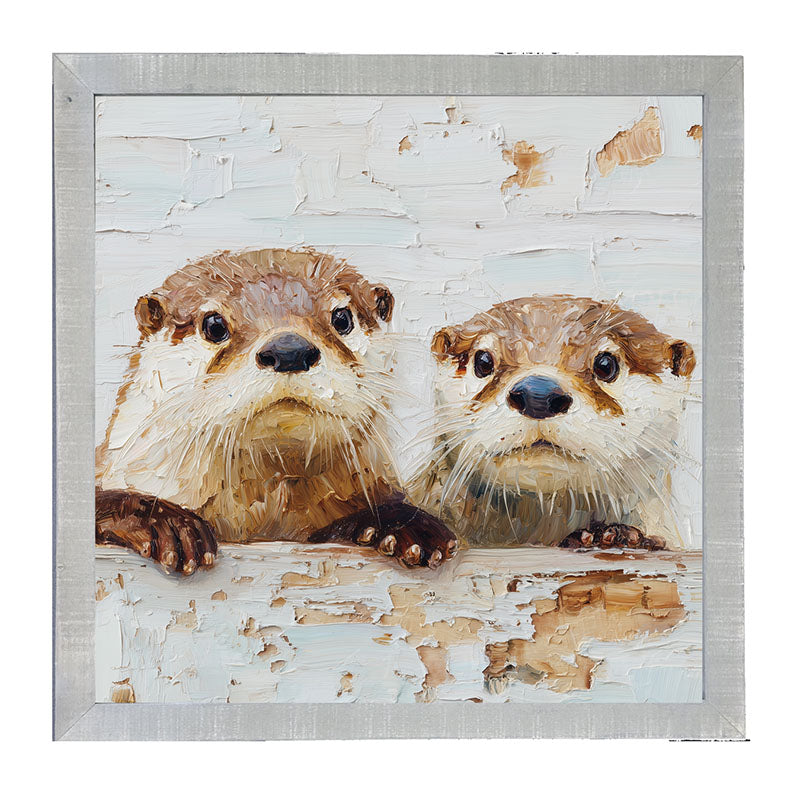 Animal Buddies - Posing Otters - Framed Art