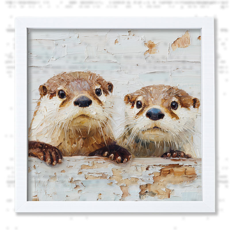 Animal Buddies - Posing Otters - Framed Art