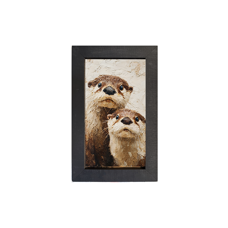 Animal Buddies - Curious Otters - Framed Art