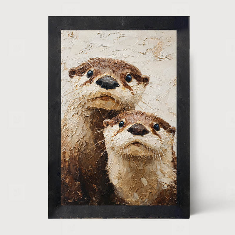Animal Buddies - Curious Otters - Framed Art