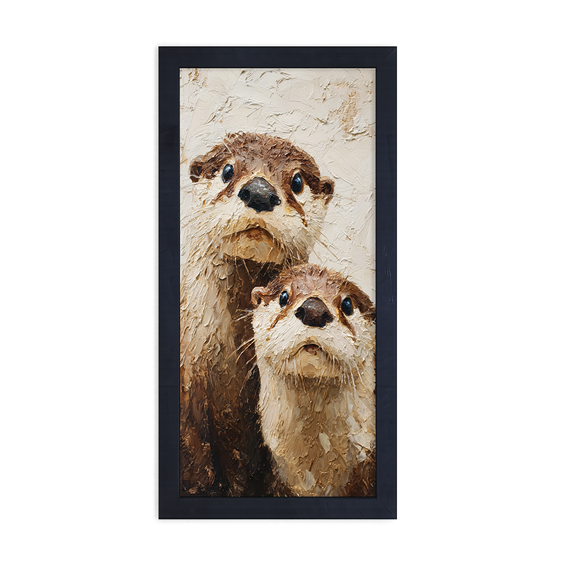 Animal Buddies - Curious Otters - Framed Art