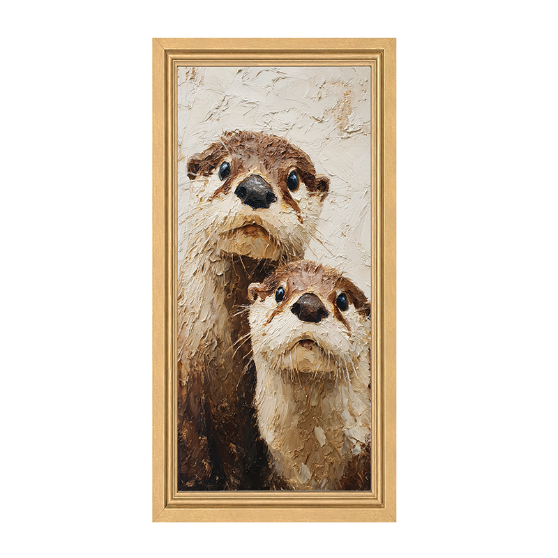 Animal Buddies - Curious Otters - Framed Art