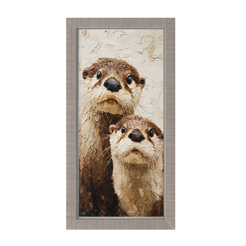 Animal Buddies - Curious Otters - Framed Art