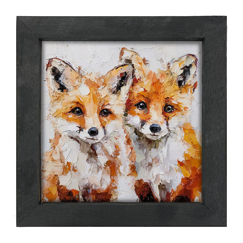 Animal Buddies - Posing Foxes - Framed Art