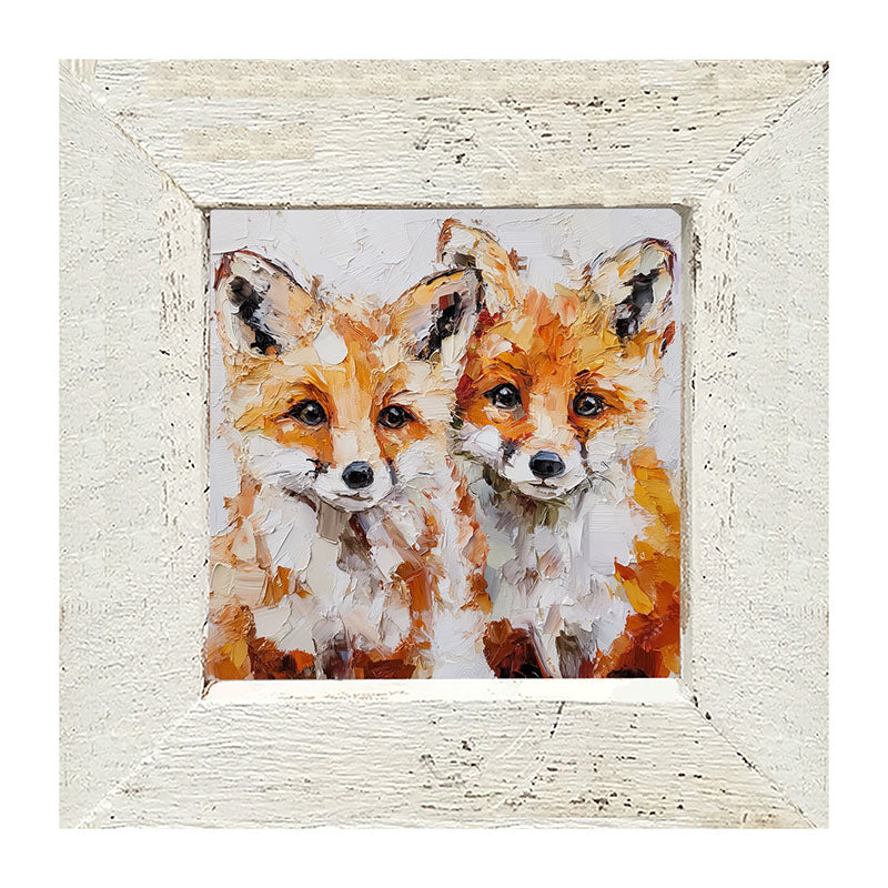 Animal Buddies - Posing Foxes - Framed Art