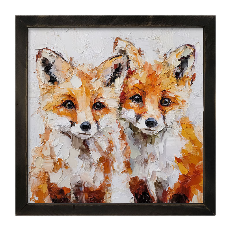 Animal Buddies - Posing Foxes - Framed Art