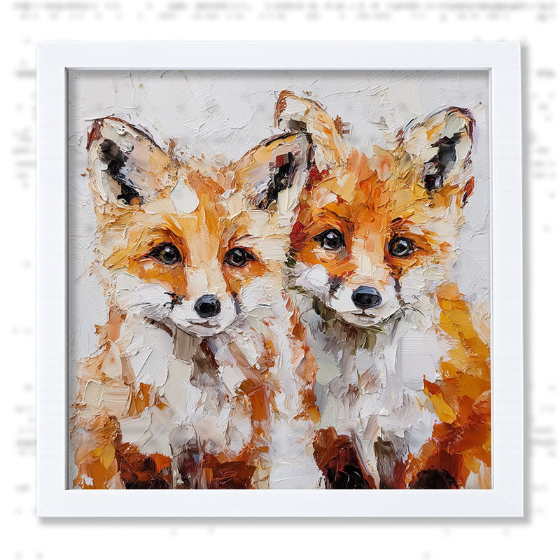 Animal Buddies - Posing Foxes - Framed Art