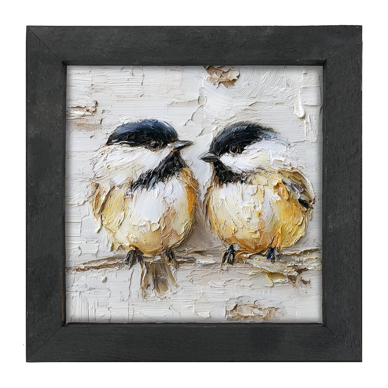 Animal Buddies - Posing Chickadees - Framed Art