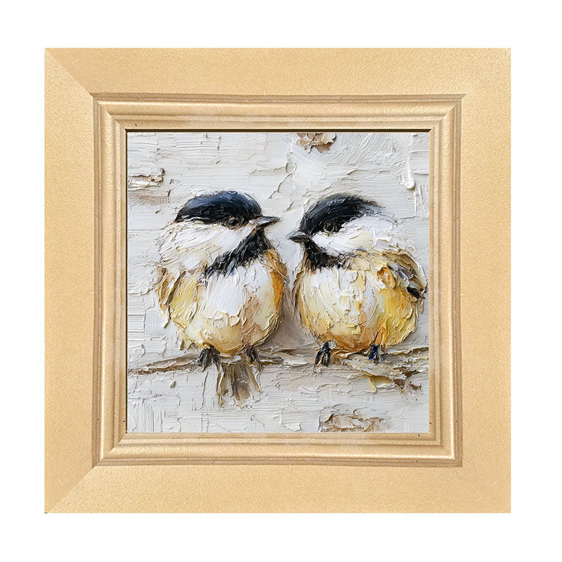 Animal Buddies - Posing Chickadees - Framed Art