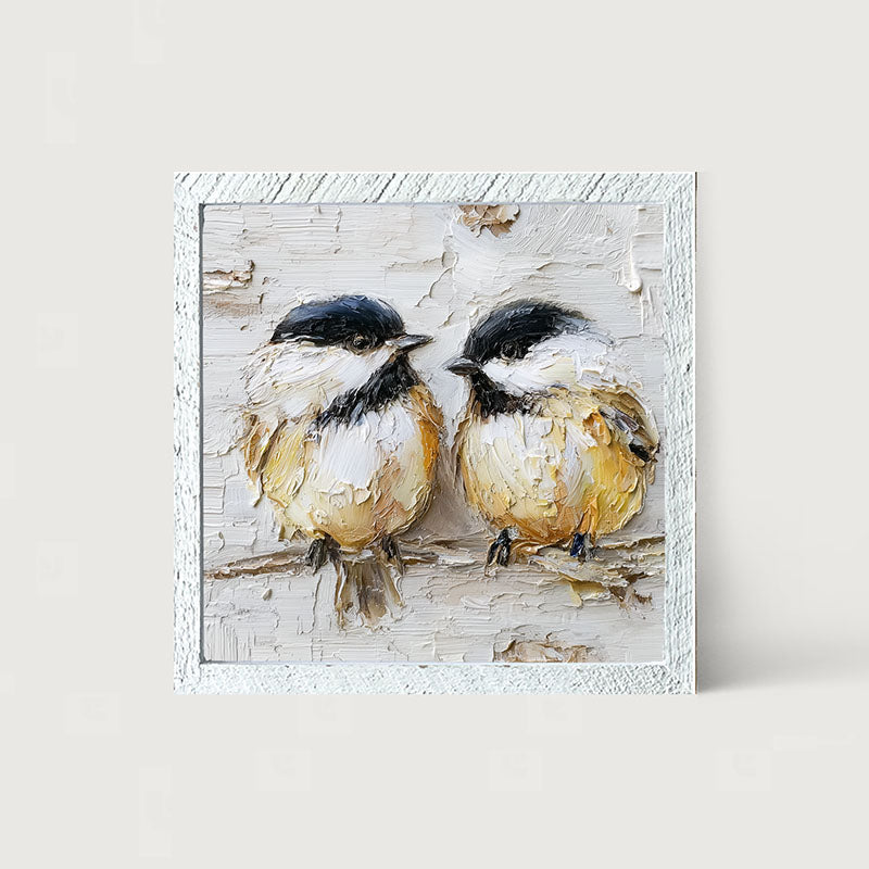 Animal Buddies - Posing Chickadees - Framed Art