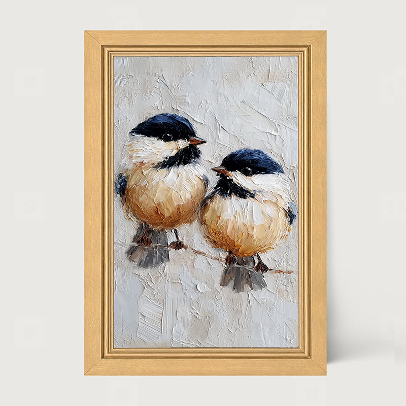 Animal Buddies - Curious Chickadees - Framed Art