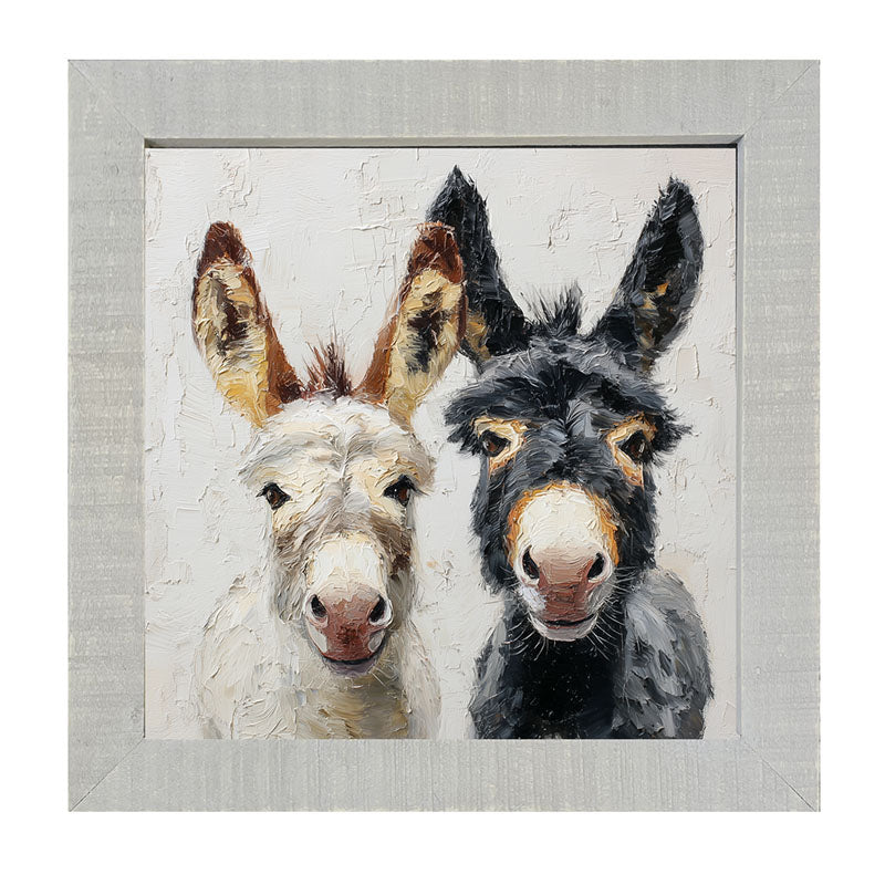 Animal Buddies - Posing Donkeys - Framed Art