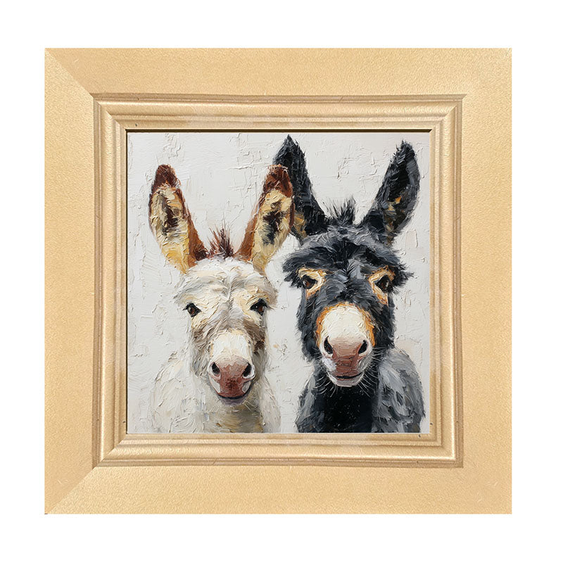 Animal Buddies - Posing Donkeys - Framed Art