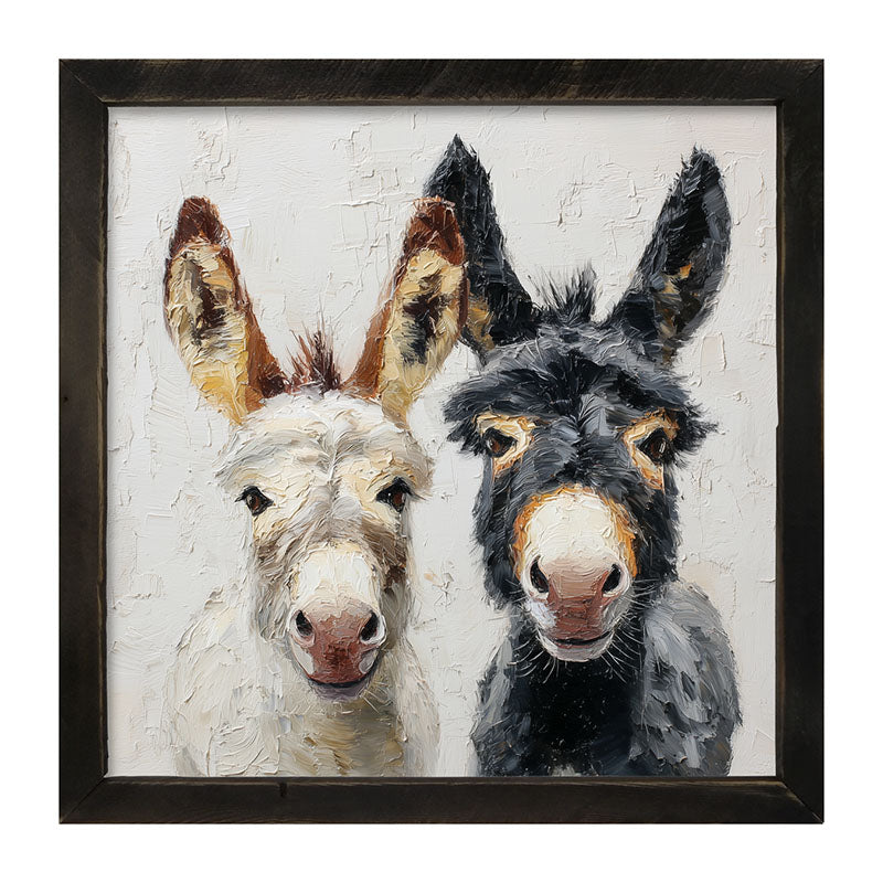 Animal Buddies - Posing Donkeys - Framed Art